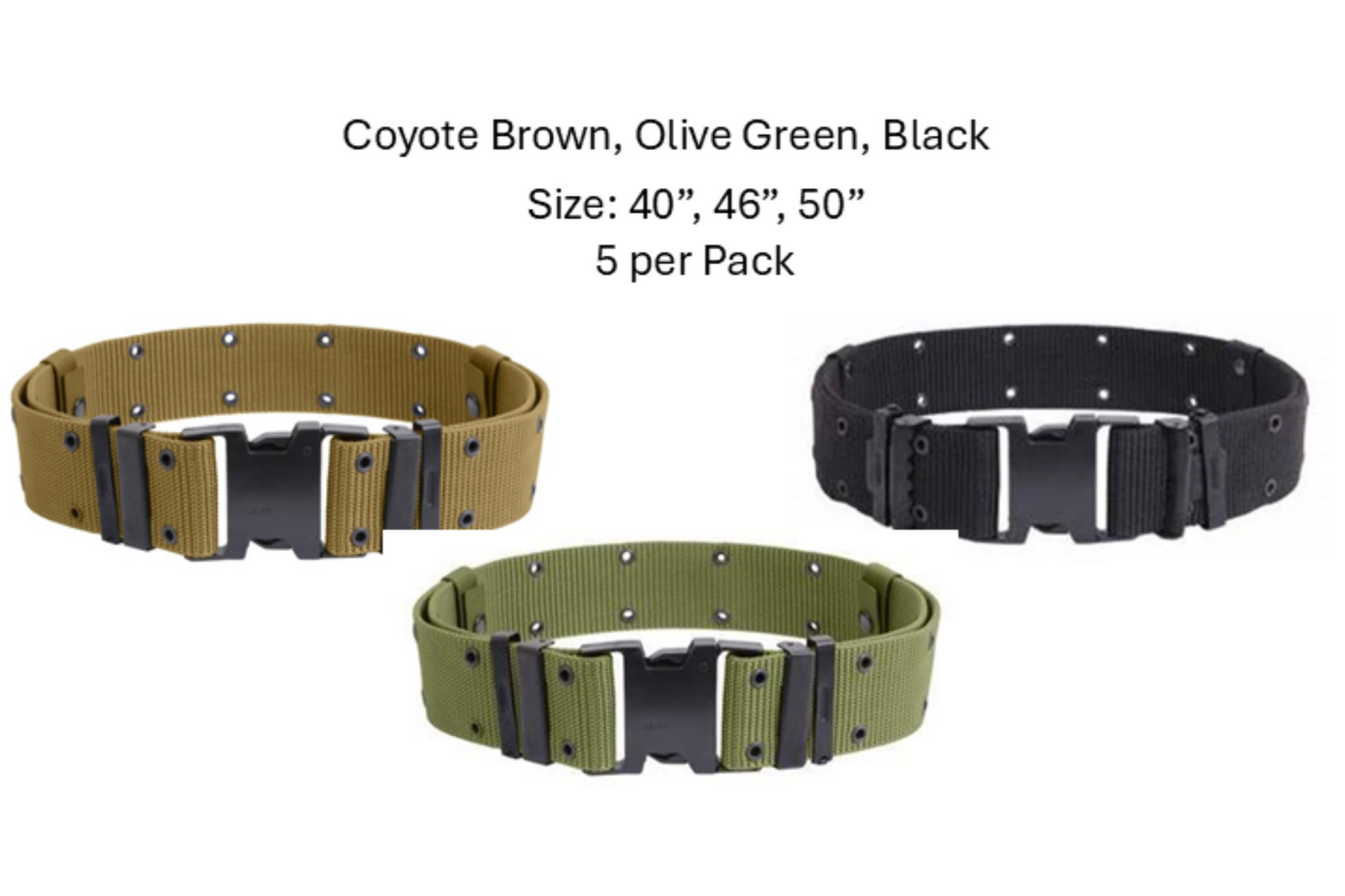 New Issue Marine Corps Style Quick Release Pistol Belts - (5 per pack)
