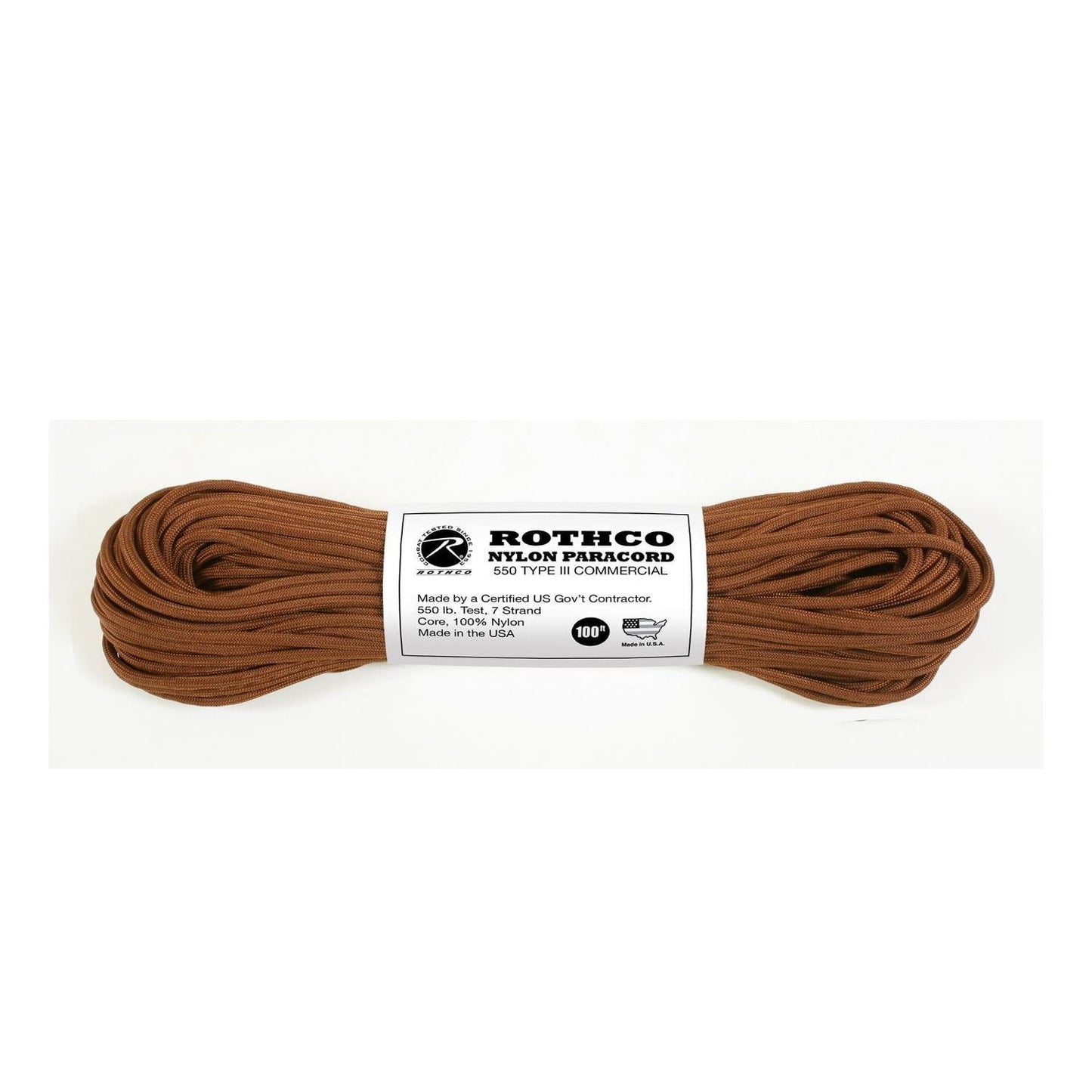 Nylon Paracord - Chocolate Brown 100ft Type III 550 lb. (5 Per Pack)