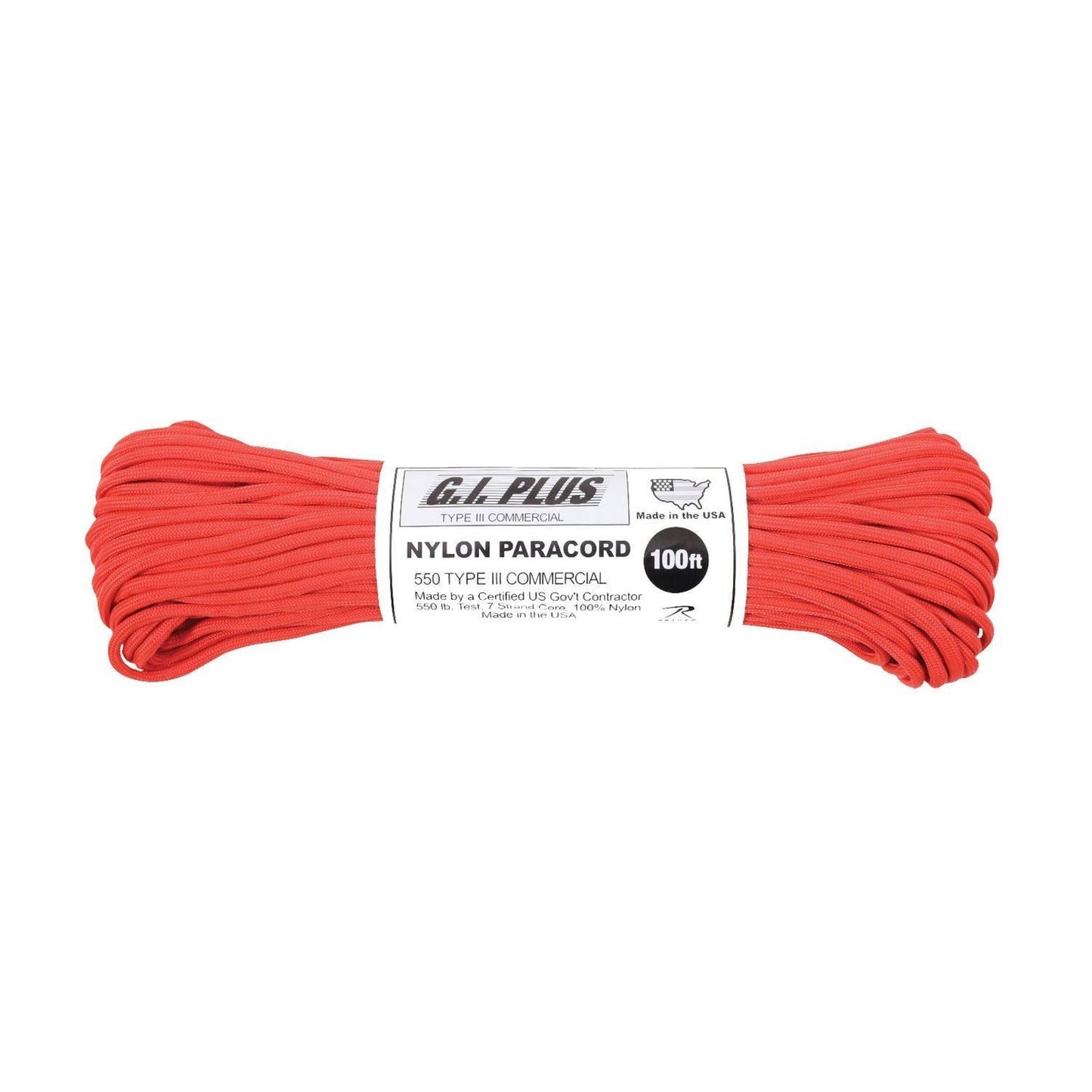 Nylon Paracord - Red 100ft Type III 550 lb. (5 Per Pack)