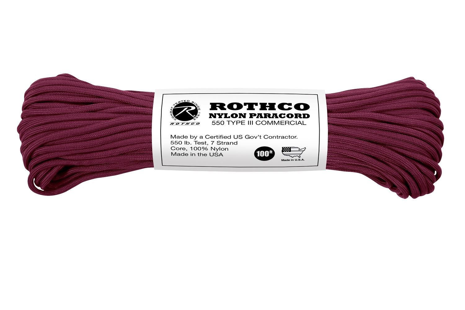 Nylon Paracord Type III 550 LB 100 FT Color : Burgundy (5 per pack)