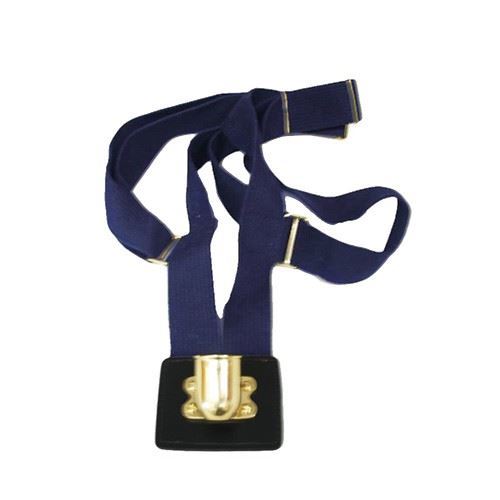 Guidon Flag Carrier, Double Strap Navy Blue Web Harness, Leather Shield, Brass Cup