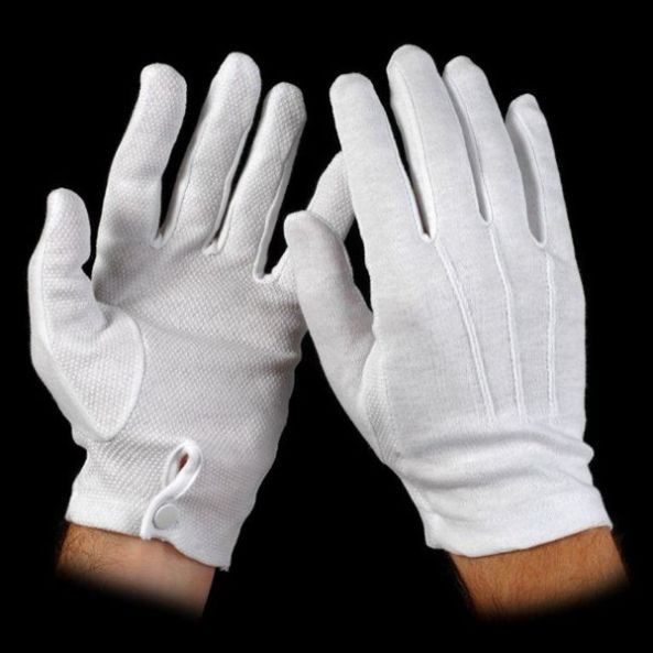White  “Sure-Grip” Snap Wrist Gloves