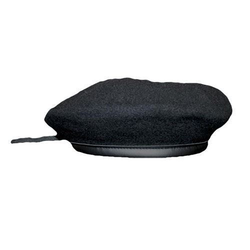 Black Military Beret, Lined w/ Leather Sweatband