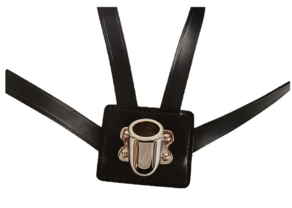 Double Flag Carrier,  Black Clarino Harness, Nickel Cup & Nickel Buckles