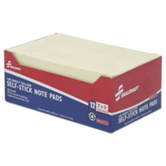 SELF-STICK NOTE PADS, 2 X 3, UNRULED, YELLOW, 100 SHEETS  (5 Doz.  per pack)