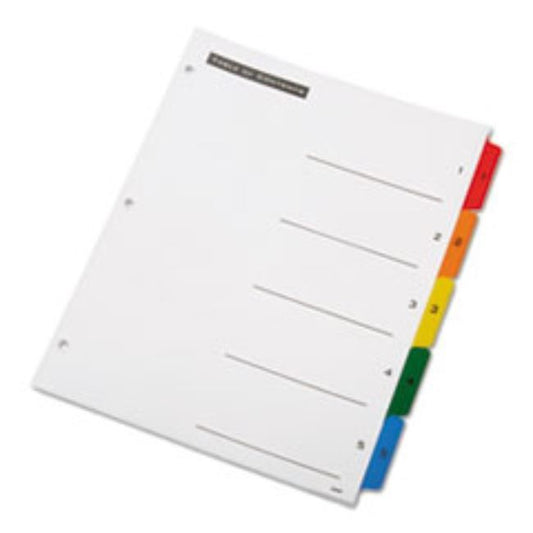 TABLE OF CONTENTS INDEX, 1-5, LETTER, ASSORTED, 1/SET (25 sets per pack)