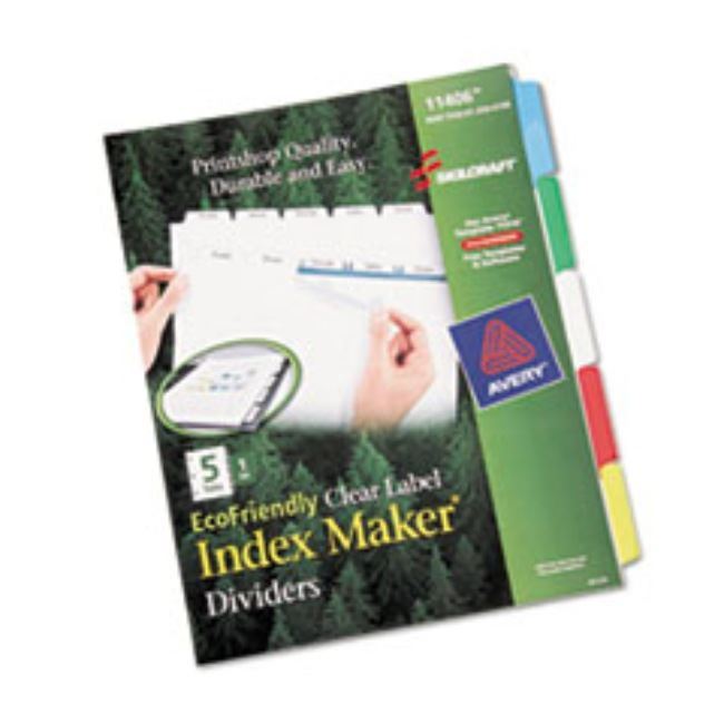 AVERY INDEX DIVIDER MAKERS, 5-TAB, BLANK TABS, LTR, ASSORTED, (10 SETS PER PACK)