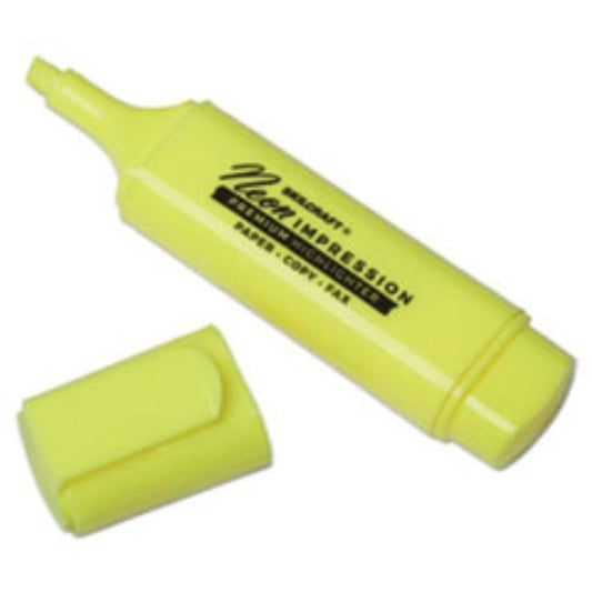 FLAT FLUORESCENT HIGHLIGHTER, CHISEL TIP, YELLOW, DOZEN.  (5 per pack)