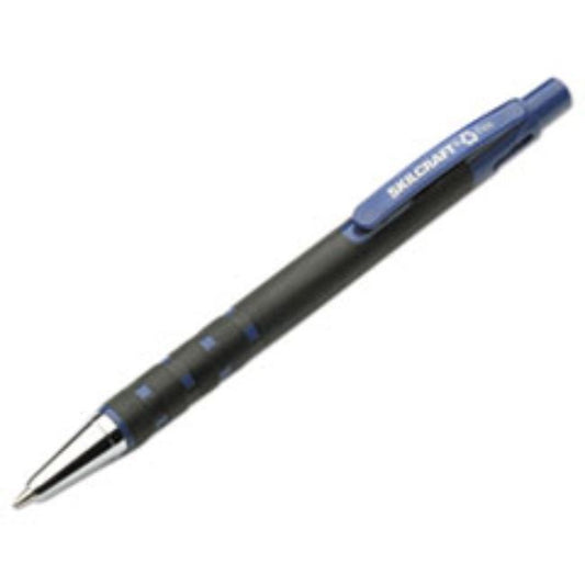 RUBBERIZED BALLPOINT RETRACTABLE PEN, BLUE INK, FINE, DOZEN (5 Doz. per pack)