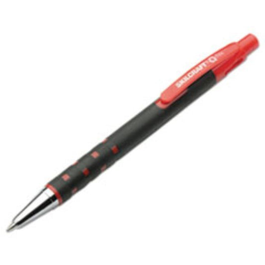 RUBBERIZED BALLPOINT RETRACTABLE PEN, RED INK, FINE, DOZEN (5 Doz. per pack)