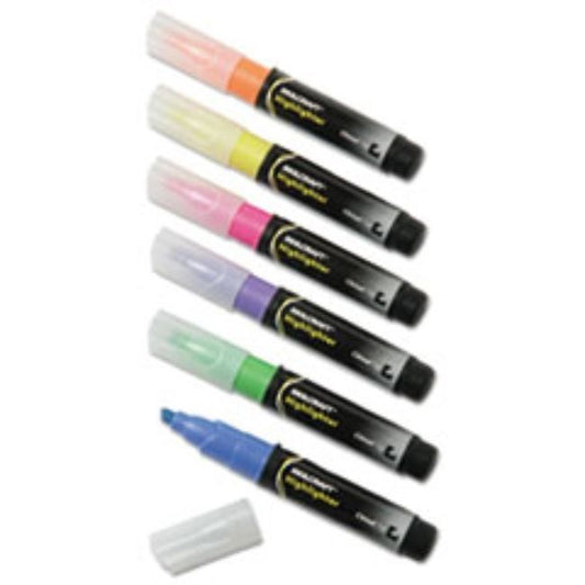 LARGE FLUORESCENT HIGHLIGHTER, CHISEL-TIP, SIX-COLOR SET (10 SETS PER PACK)