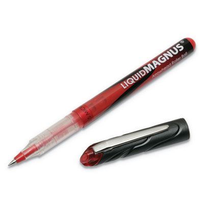 Red Ink Stick LIQUID MAGNUS ROLLER BALL STICK PEN, RED INK, NEEDLE (5 DOZEN PER PACK ...