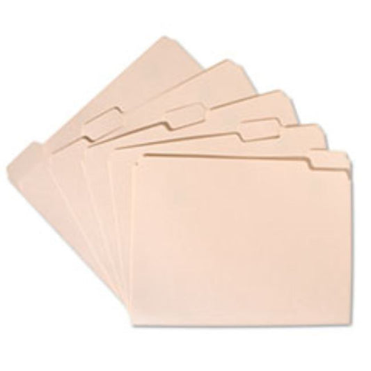 LIGHT-DUTY FILE FOLDER, 1/5 CUT, LETTER, MANILA, 100ct (5 boxes  per pack)