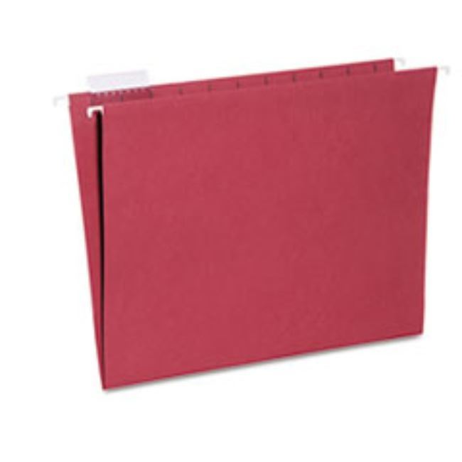 HANGING FILE FOLDER, LETTER SIZE, 1/5 CUT TOP TABS, RED, 25/BOX.  (5 per pack)