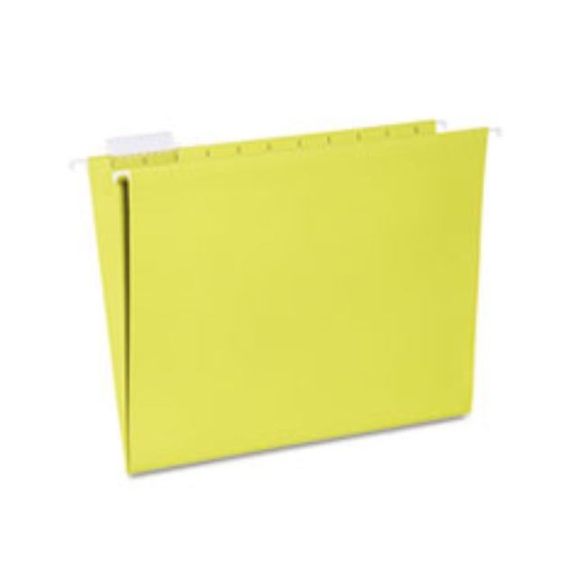 HANGING FILE FOLDER, LTR SIZE, 1/5 CUT TOP TABS, YL, 25CT/BOX (5 BOXES PER PACK)