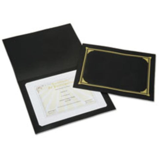 GOLD FOIL DOCUMENT COVER, 12 1/2 X 9 3/4, BLACK (25CT PACK)