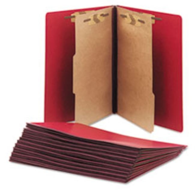 TOP TAB CLASSIFICATION FLDRS, LTR, 6-SECTION, DK RED, 10/BX (5 BOXES PER PACK)