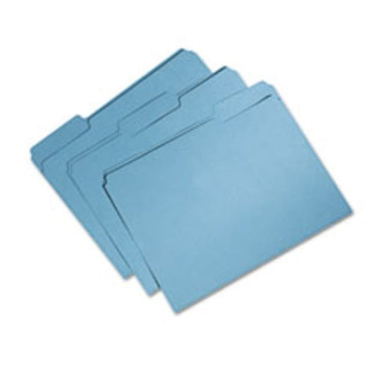 RECYCLED FILE FOLDER, 1/3 CUT, SINGLE PLY, LTR, BLUE, 100CT/BOX (5 PER PACK)