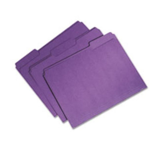 RECYCLED FILE FOLDERS, 1/3 CUT SINGLE PLY LETTER, PURPLE, 100CT/BOX (5 PER PACK)