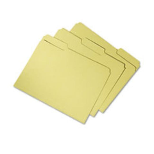RECYCLED FILE FOLDERS, 1/3 CUT DOUBLE PLY LETTER, YELLOW, 100CT/BOX (5 PER PACK)