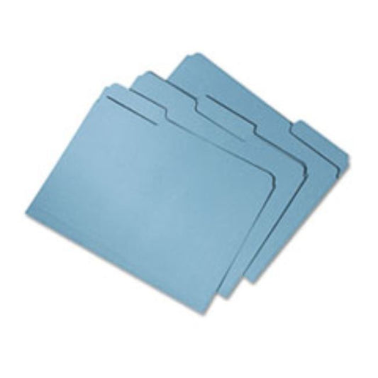 RECYCLED FILE FOLDERS, 1/3 CUT DOUBLE PLY LETTER, BLUE, 100CT/BOX (5 PER PACK)