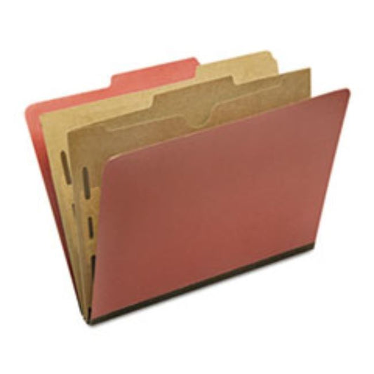 CLASSIFICATION POCKET FOLDER, 6-SECTION, LETTER, EARTH RED, 10CT/BOX