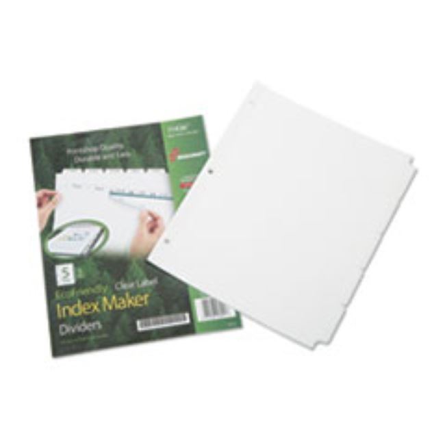 AVERY INDEX DIVIDERS, 5-TAB, BLANK TABS, LETTER, WHITE, (25 SETS PER PACK)