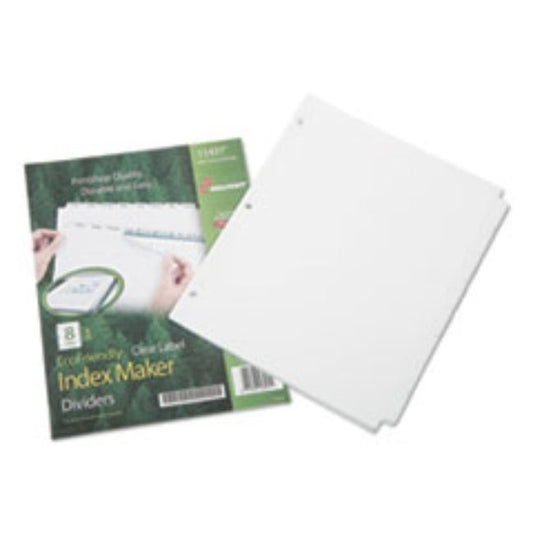 AVERY INDEX DIVIDERS, 8-TAB, BLANK TABS, LETTER, WHITE, (25 SETS PER PACK)