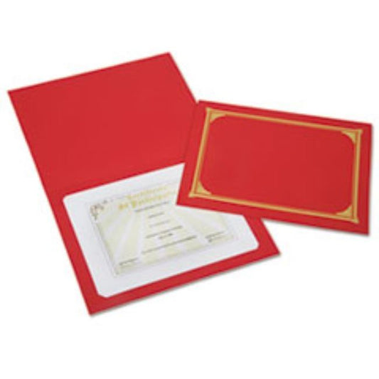 GOLD FOIL DOCUMENT COVER, 12 1/2 X 9 3/4, RED, 6 CT/SET, (5 SETS PER PACK)