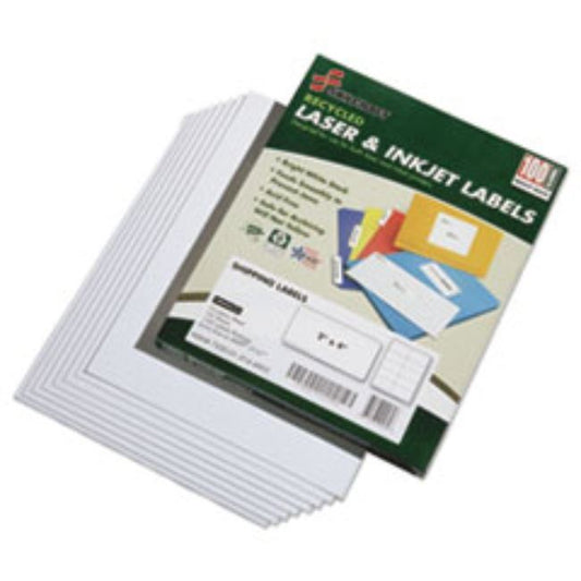 RECYCLED LASER/INKJET SHIPPING LABELS, 2 X 4, 1000CT BOX (5 BOXES PER PACK)