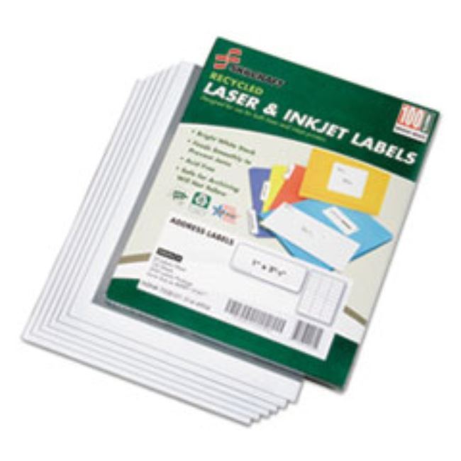 RECYCLED LASER/INKJET ADDRESS LABELS, 1 X 2 5/8, 3000CT BOX (5 BOXES PER PACK)