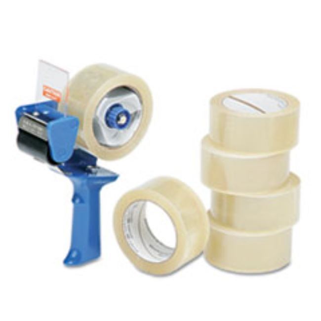 COMMERCIAL PACKAGING TAPE W/DISPENSER, 2" X 55YDS, CLEAR, 6CT (5 PER PACK)