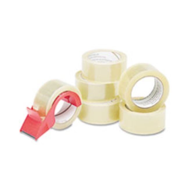 COMMERCIAL PACKAGING TAPE W/DISPENSER, 2" X 55YDS, CLEAR, 6CT (5 PER PACK)