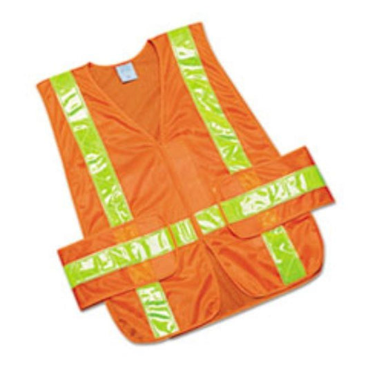 SAFETY VEST--CLASS 2 ANSI 107 2010 COMPLIANT, ORANGE, ONE SIZE (5 PER PACK)