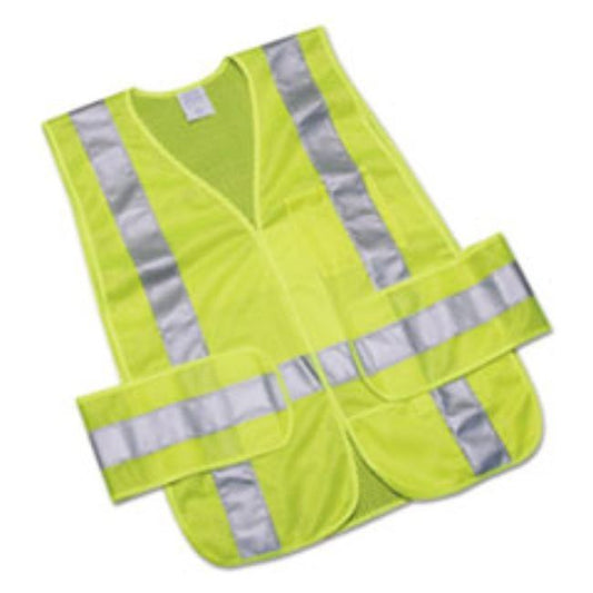 SAFETY VEST-CLASS 2 ANSI 107 2010 COMPLIANT,LIME/SILVER, ONE SIZE (5 PER PACK)