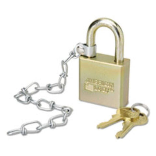 PADLOCK WITH ATTACHED CHAIN, 1 3/4" WIDTH, STEEL (5 PER PACK)