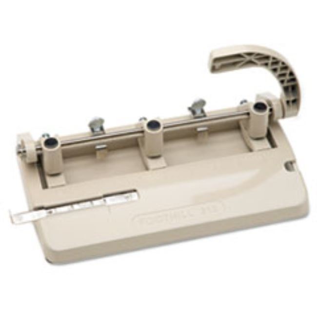 ADJUSTABLE HEAVY-DUTY THREE-HOLE PUNCH, 13/32" HOLES, BEIGE,  (1 per pack)
