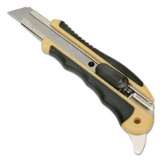 SNAP-OFF UTILITY KNIFE W/CUSHION GRIP HANDLE, 18MM, YELLOW/BLACK (10 PER PACK)