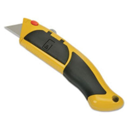 UTILITY KNIFE WITH CUSHION GRIP HANDLE, 2PT BLADE, YELLOW/BLACK, (5 PER PACK)