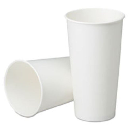 DISPOSABLE PAPER CUPS FOR COLD BEVERAGES, WHITE, 21 OZ, 1000CT/BOX