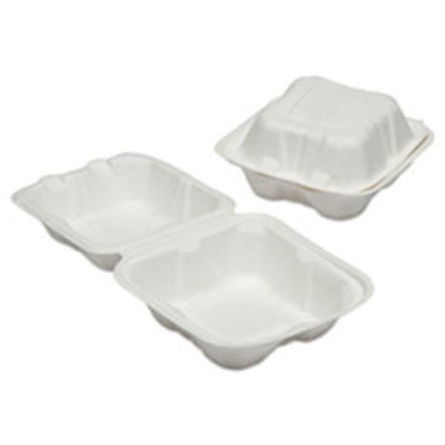 CLAMSHELL HINGED LID TOGO FOOD CONTAINERS, 6" X 6" X 3", 400CT/PACK