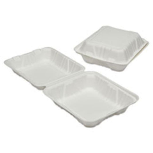 CLAMSHELL HINGED LID TOGO FOOD CONTAINERS, 8X8X3, 1 COMP, 200CT/PACK