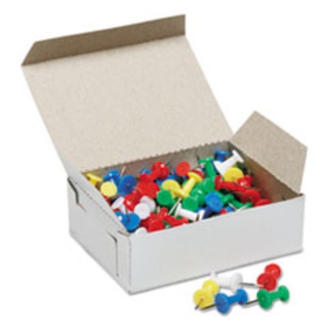 COLOR PUSH PINS, PLASTIC, ASSORTED, 3/8", 100ct /BOX (20 boxes per pack)