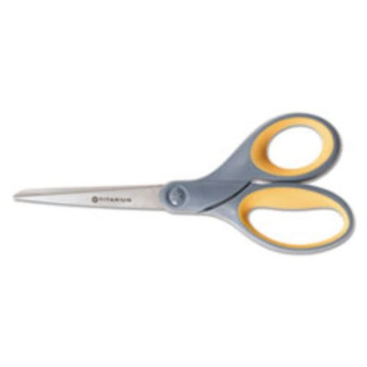 WESTCOTT TITANIUM SCISSORS, 8" STRAIGHT, GRAY/YELLOW, (5 PER PACK)