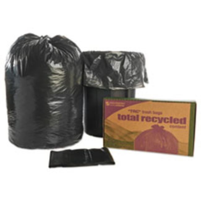 RECYCLED TRASH CAN LINERS, 38 X 60, BLACK/BROWN, BOX OF 100