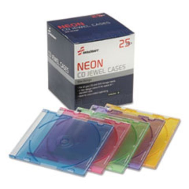 SLIM CD CASES, ASSORTED COLORS, 25CT/BOX (5 BOXES PER PACK)