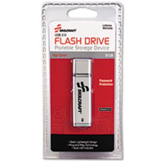 USB FLASH DRIVE, ULTRA SLIM, 8GB, SILVER (5 PER PACK)