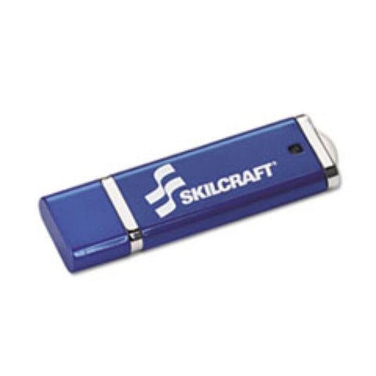 USB FLASH DRIVE W/256-BIT AES ENCRYPTION, 16GB, BLUE, 1 EACH