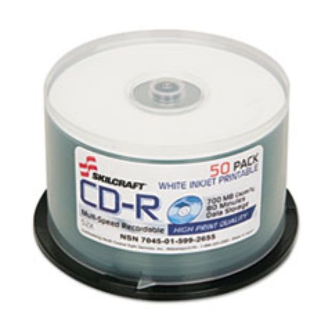 CD-R DISC, 700MB/80MIN, 52X, PRINTABLE, 50CT/SPINDLE (5 SPINDLES PER PACK)