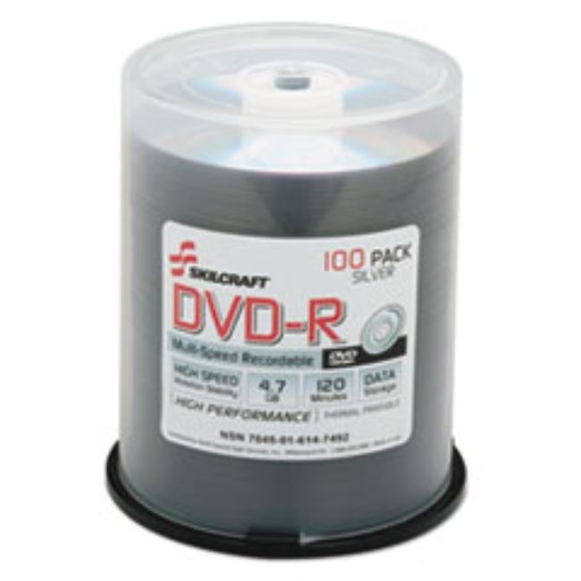 DVD-R RECORDABLE DISC, 4.7GB-120MIN, 16X, 100CT-SPINDLE, (5 SPINDLES P ...